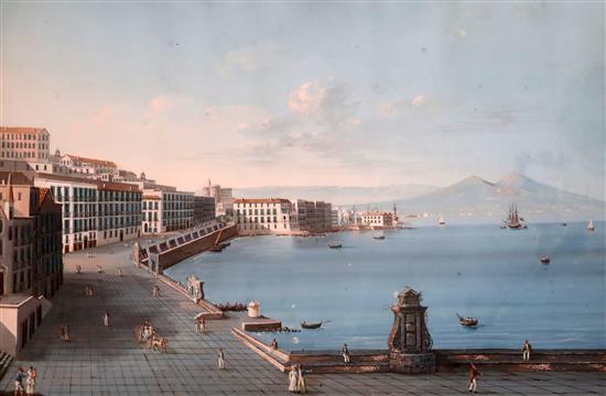 19th century Neapolitan School V. di S.Lucia A Mare - View of Veduta Napoli, Santa Lucia, 16.5 x 25in.